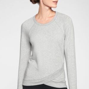 Athleta. Criss-Cross Crewneck Sweater in Grey. Size Small**
